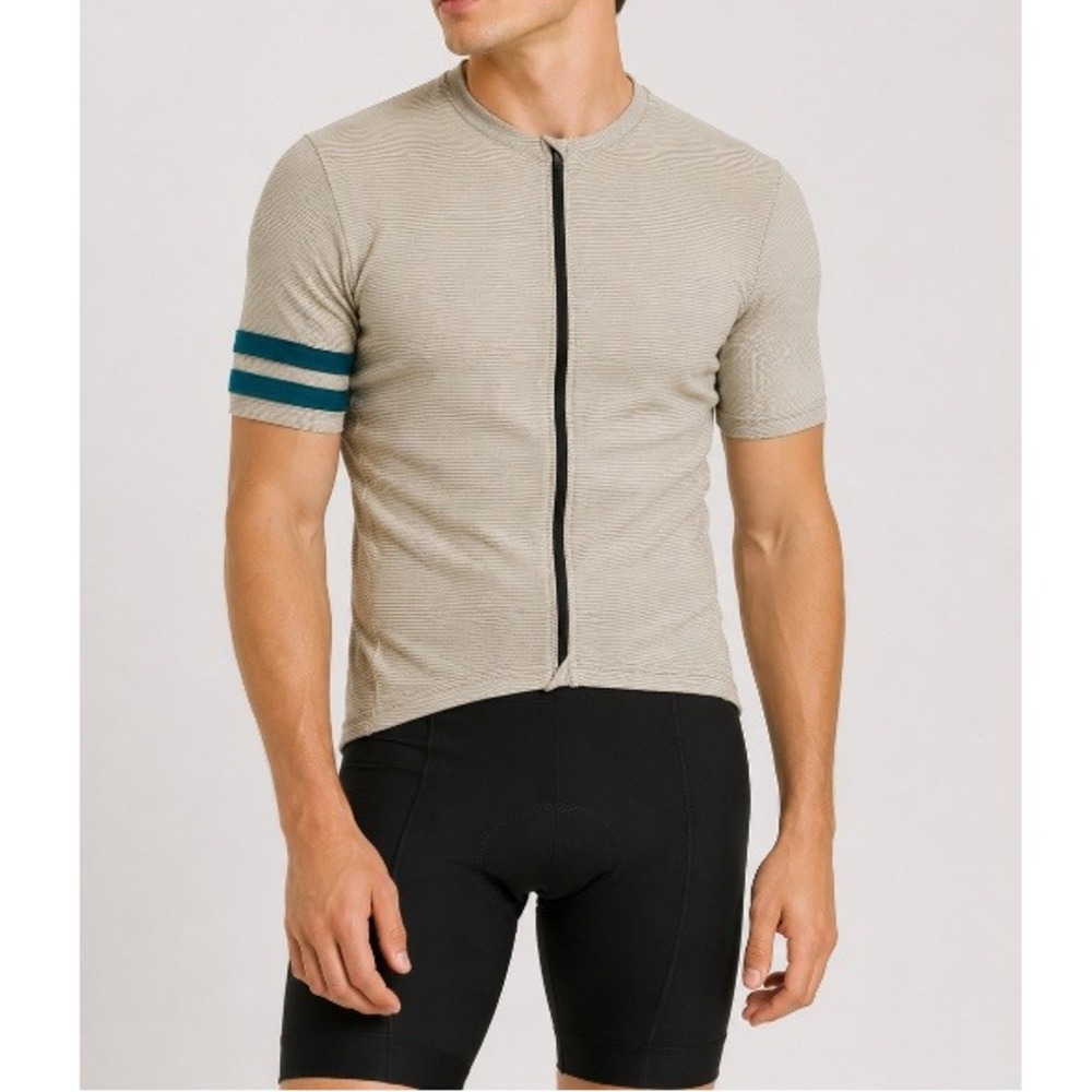 Pinebury Men's Khaki Summer Wool Short Sleeve Cycling Jersey Size L NWT